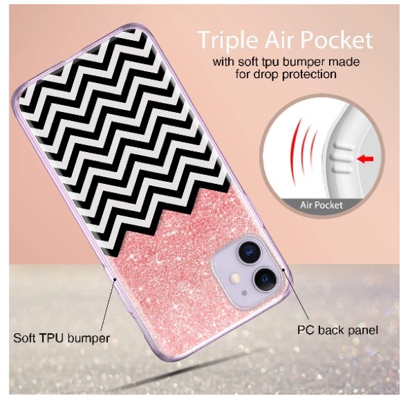 iPhone 11 Chevron Bling Glitter Hardshell Case - Picture 4 of 8